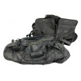 Black Leather and Nylon Travel Bags With Shoulder