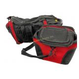 Red And Black Nylon Shoulder Bags With Multiple Co