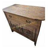 Wood Commode on Wheels, One Drawer, Two Doors
