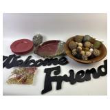 Wooden Bowl, Pfaltzgraff Plate, Candle Holder, ï¿½an