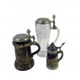 German Beer Steins and Glass Tankard