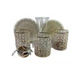 Crystal light Fixtures, Glass Vase, and Gold Desig