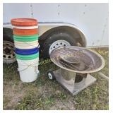 Firepit on Wheels with Wooden Handle & Plastic