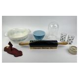 Pyrex 401 1 1/2 blue bowl, glasbake blue thistle