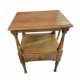 Wooden Side Table With Drawer and Shelf