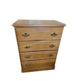 Wooden Four-Drawer Chest With Brass Handles