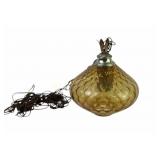 Amber Glass Pendant Light Fixture with Metal Cap a