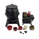 Cast Iron Miniature Stoves and Cooking Accessories