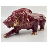 MCM prowling lion statue with gold accents