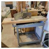 Metal Rolling Work Cart and Mounted Miter Box Saw