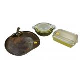 Pyrex Mixing Bowls, Rectangular Dish, and Copper A