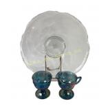 Glass Serving Plate and Indiana Blue Carnival Grap