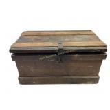 Wooden Storage Chest with Hinged Lid and Interior