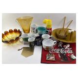 amber Glass Vase lotus bowl, MCM salad set, Coca-C