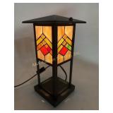 Stained Glass Table Lamp With Geometric Design