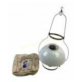 Hanging Oil Lamp with Glass Shade and Commemorativ