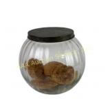 Clear Glass Jar With Black Metal Lid and Faux Cook