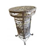 Ornate Metal Decorative Stand with Lattice and Scr