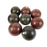 Eight Bocce Balls; Red & Green