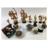 Asian inspired bone colored figurines, some off