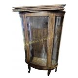 Wood China Cabinet on Wheels with Curved Glass