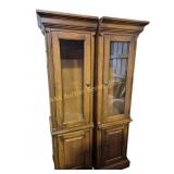 Wood Display Cabinets (2) with Glass Door on Top
