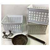 Sterilite Plastic Crates, Cast Iron Skillet,