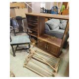 Wooden Armchair, Drying Rack, and Storage Media Ca