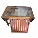 Wood Drop Leaf Coffee Table with Glass Top & Wood