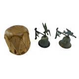 Vintage outdoor brass dinner bells, cherub angel,