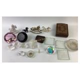 Diamond cut paperweightsm brass rcoking horse,