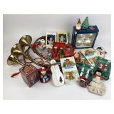Large vintage Christmas Lot Brass horn decoration