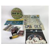 License Plates, Tobacco Tin Lid, Apollo Photos, an