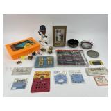 Sports Vintage statue, pins, NFL pencils,