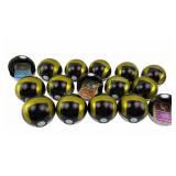 16 Pokemon pokeyball tins full of Pokemon cards.