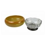 Italian Ceramic Bowl and Crystal Bowl with Silverp