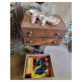 Wooden Pedestal Table, Aynsley China, and Househol