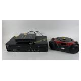 DVD Player, Sanyo VCR, and Portable CD Boombox