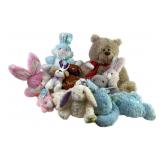 Plush Animals Featuring Rabbits and Teddy Bear
