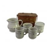 Longaberger Pottery and Handwoven Basket Set