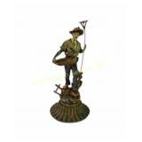 Painted Spelter Figurine of Farmer With Basket and