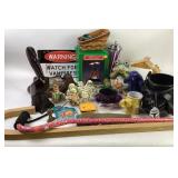 Pelican Figurine, Signs, Mug Assortment, and Boy S