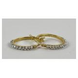 14k gold and diamond chip earrings. Total weight