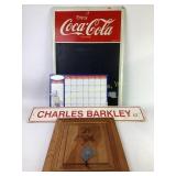 Metal Coca-Cola Chalkboard, Charles Barkley Sign,