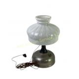 Electric Table Lamp with White Glass Shade and Met