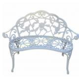 Garden Bench, White Metal