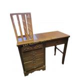 Wood Desk with Drawers and Wooden Storage Rack
