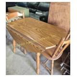 Wood Drop Leaf Wood Table with 2 Chairs