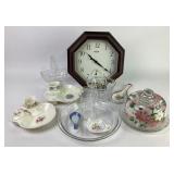 Glassware, Wood-Frame Wall Clock, Snack Plates