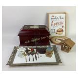 Chest, Dresser Tray, Flatware, and Seasonal Decor